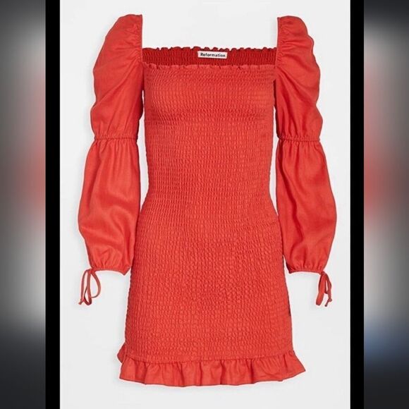 Reformation Linen Red Hilary dress Small - Picture 3 of 14